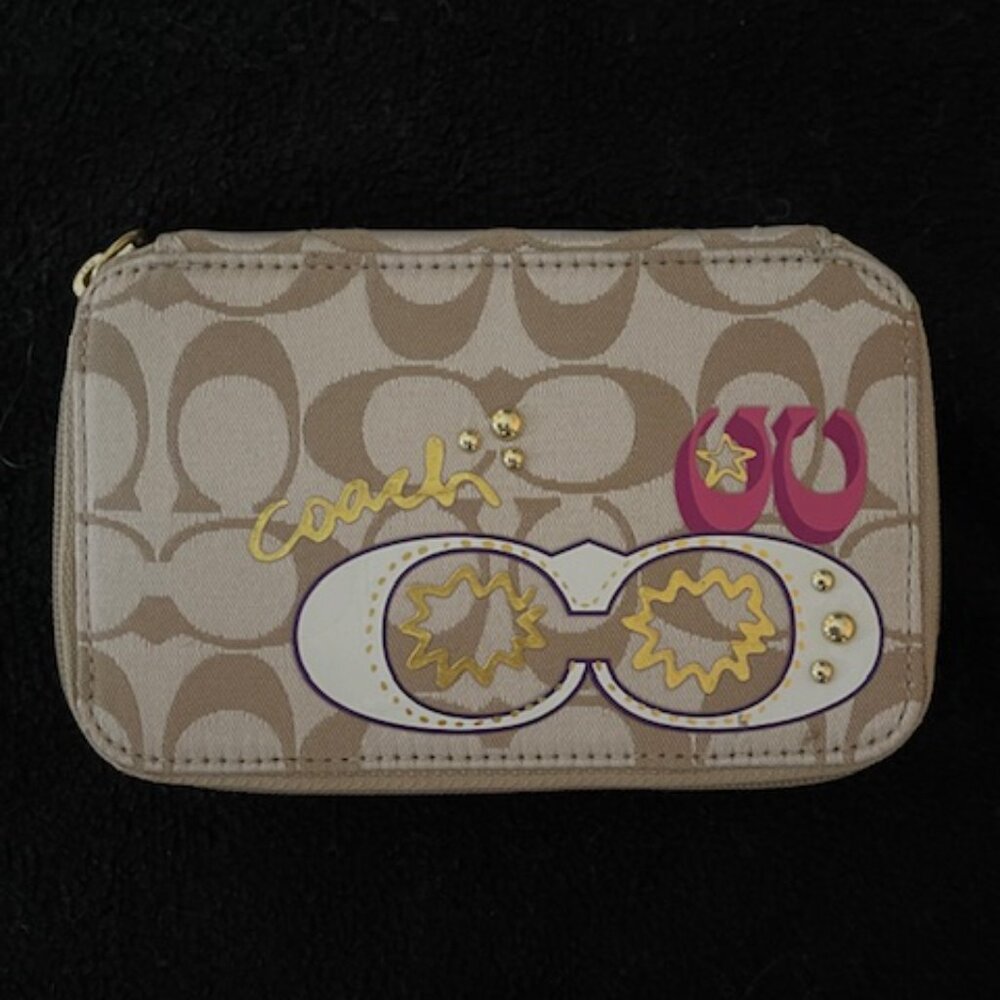 Coach Vintage Poppy Travel Jewelry Box Signature Satin Silk